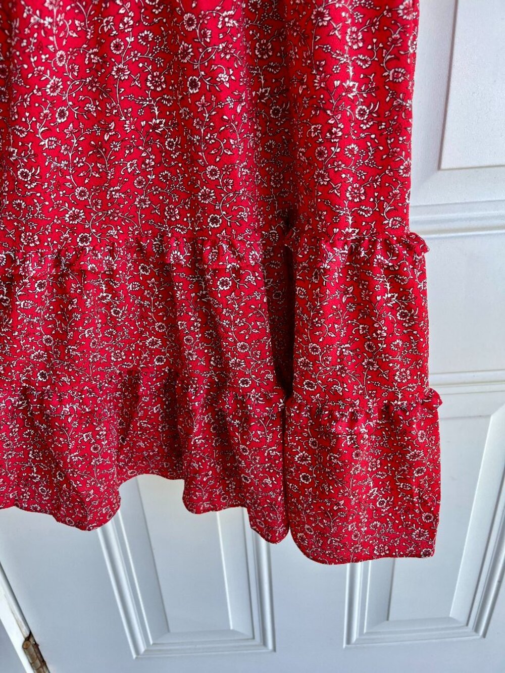 NWT Max Studio Red Floral Smocked Midi Dress Cottagecore Boho Comfy Flowy XL - Picture 7 of 11